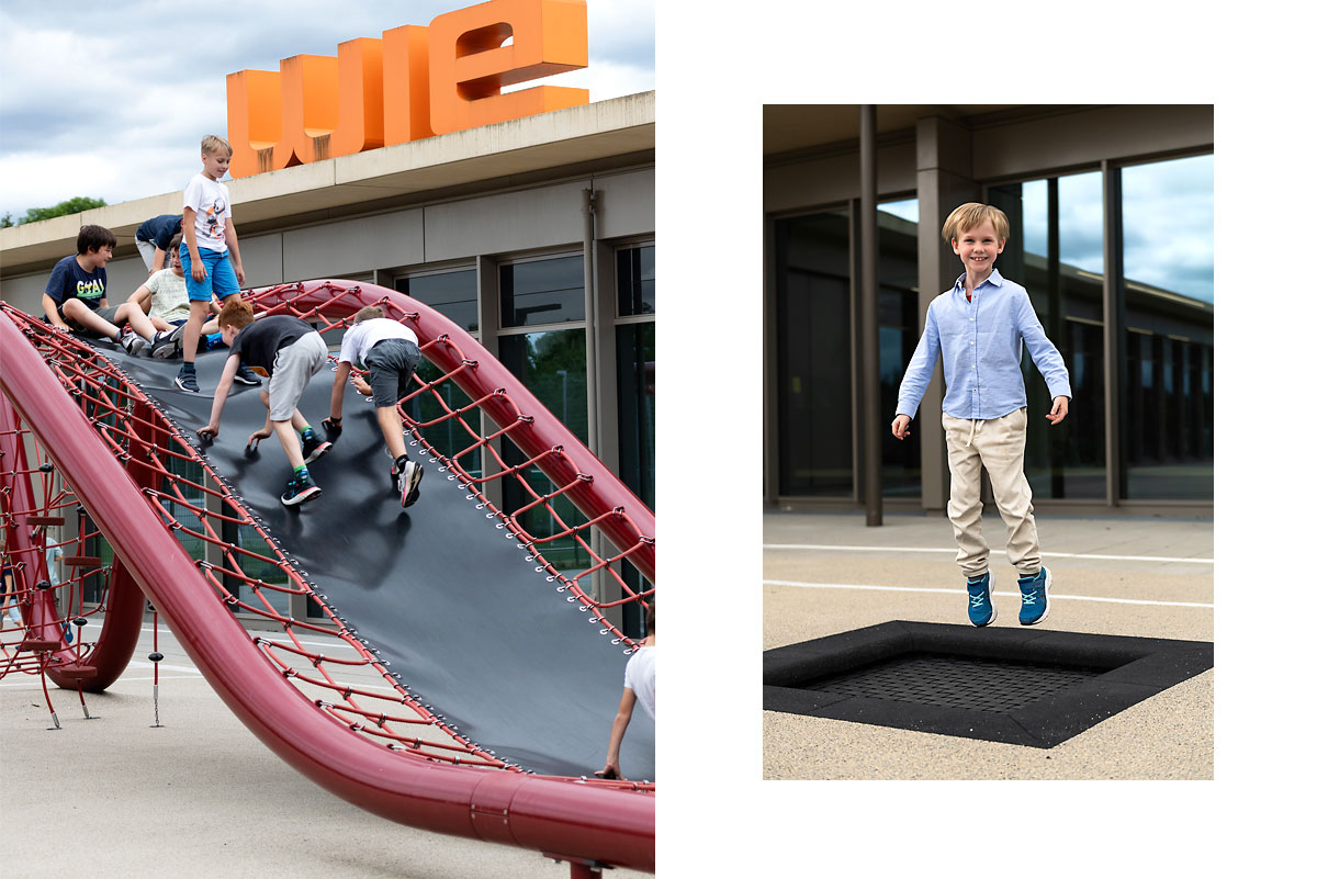 Kinder auf Klettergerüst in einer Grundschule im Ganztag | Felix Krammer Fotografie