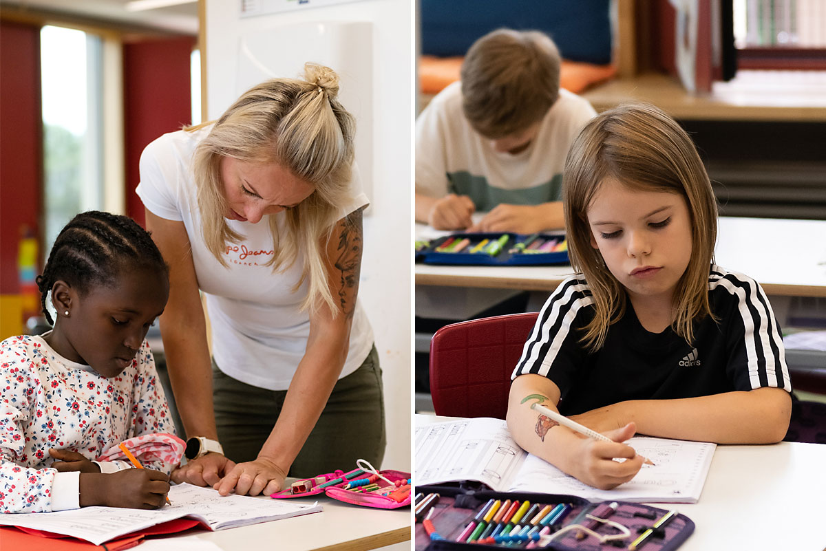 Kinder bei der Hausaufgabenbetreuung im Ganztag. | Felix Krammer Fotografie